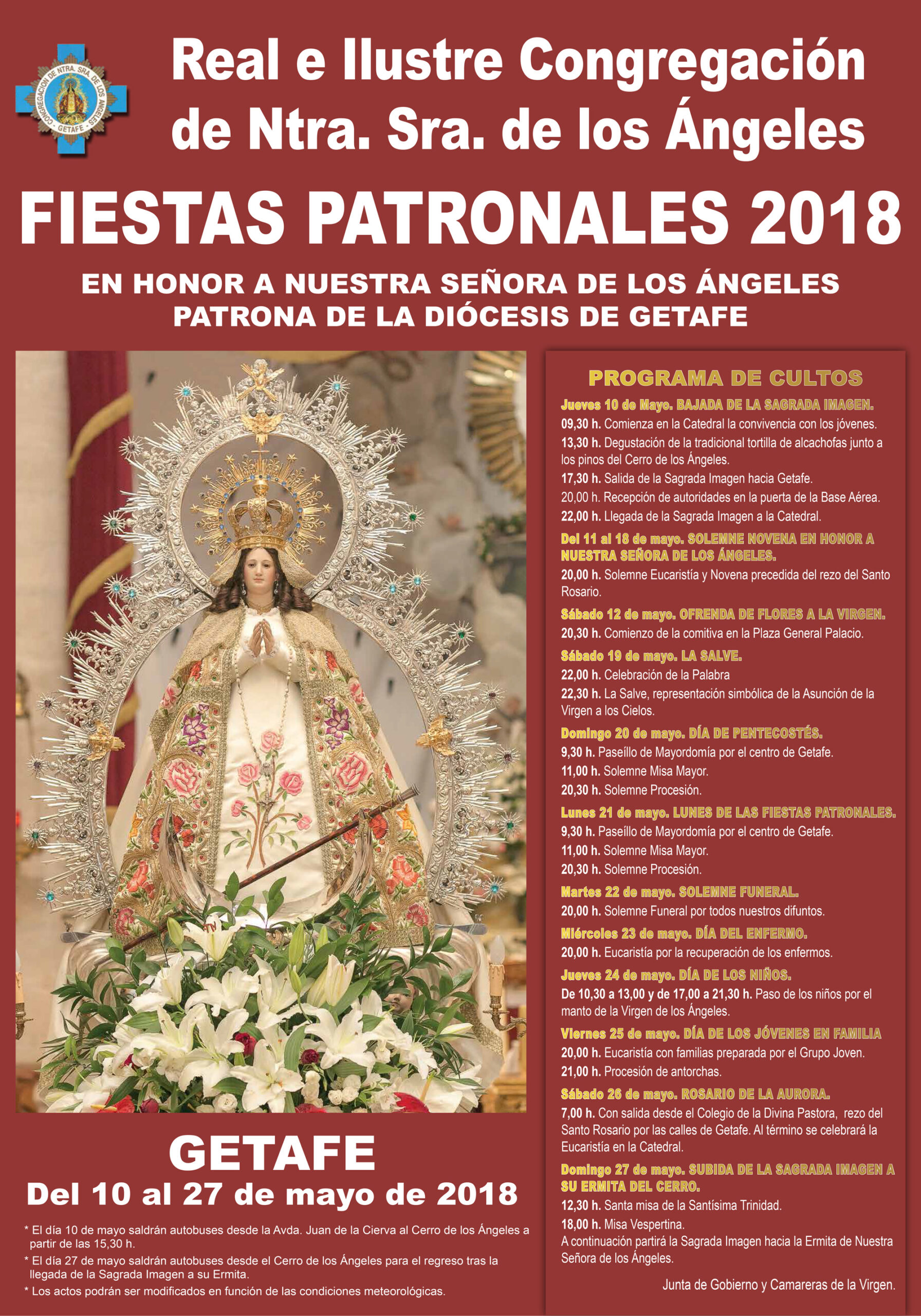 Congregación Virgen de los Ángeles Getafe cartel fiestas 2018